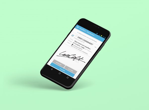 Pad mobile connecté pour la distribution d'objets entrant avec écran signature de remise au destinataire