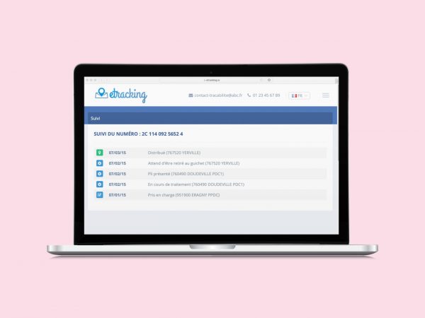 eTracking : interface web pour accéder aux informations de suivi d'objets tracés